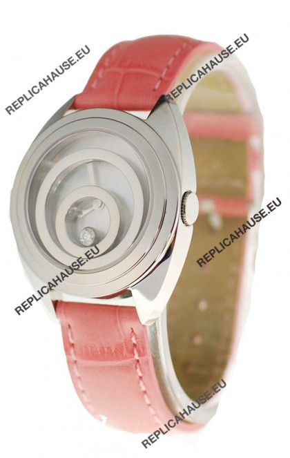 Chopard Happy Spirit Ladies Japanese Replica Watch in Pink Strap