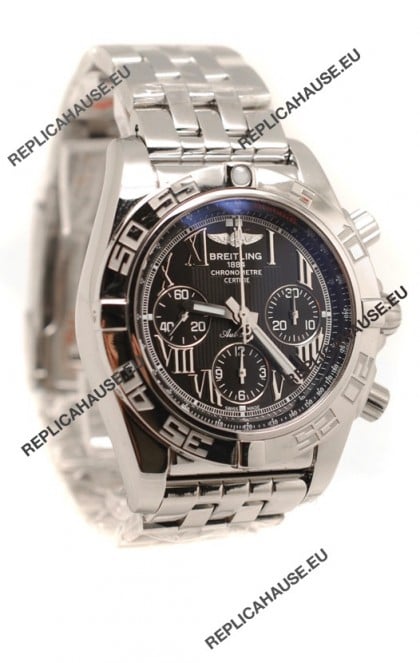 Breitling Chronograph Chronometre Swiss Replica Watch in Black Dial