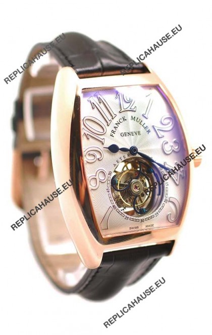 Franck Muller Aeternitas Tourbillon Swiss Replica Gold Watch in Black Strap