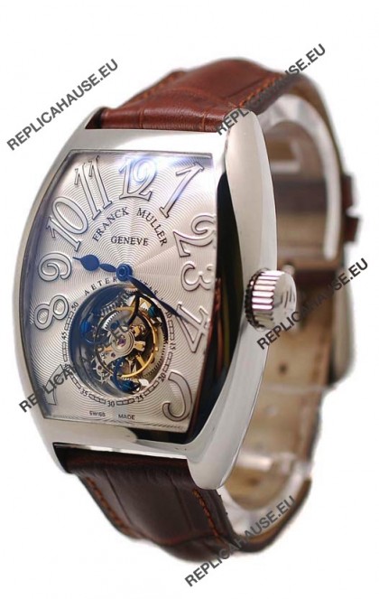 Franck Muller Aeternitas Tourbillon Swiss Replica Gold Watch in Brown Strap
