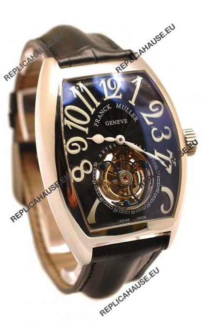 Franck Muller Aeternitas Tourbillon Swiss Replica Watch in Black Strap