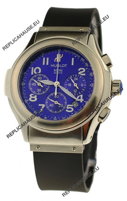 Hublot MDM Chronograph Swiss Replica Watch in Blue Dial