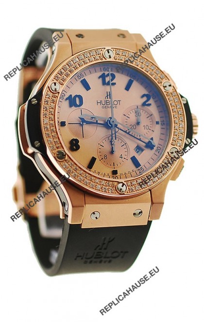 Hublot Big Bang Swiss Replica Watch in Beige Dial Diamonds Bezel