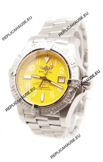 Breitling Chronograph Chronometre Swiss Replica Watch in Yellow Dial