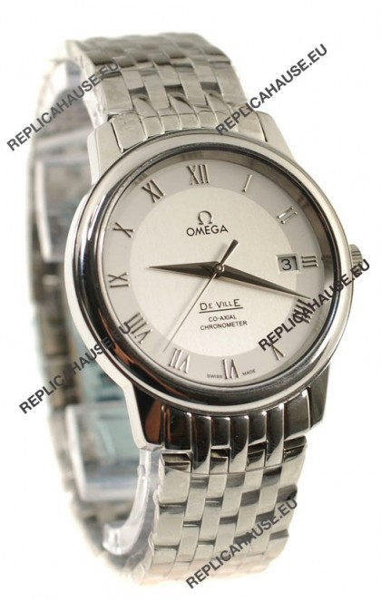 Omega Co-Axial Deville Japanese Steel Watch in White Dial