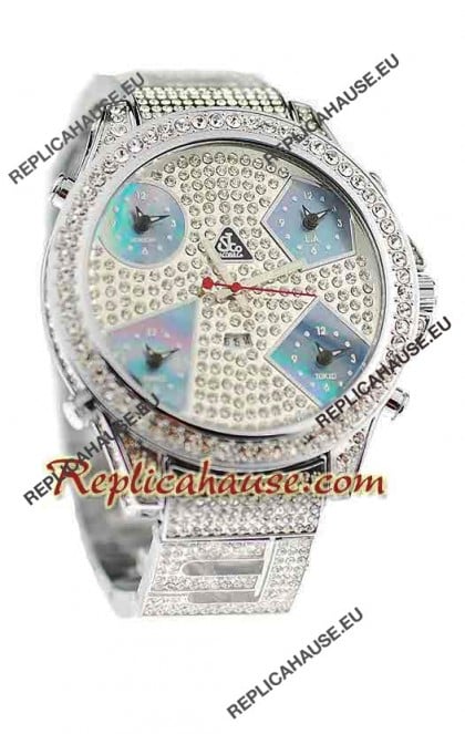 Jacob & Co Diamond Japanese Replica Watch in Light Blue Sub Dial