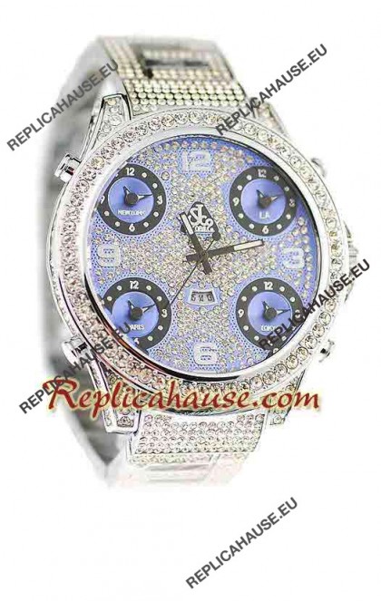 Jacob & Co Diamond Japanese Replica Watch in Light Blue Dial