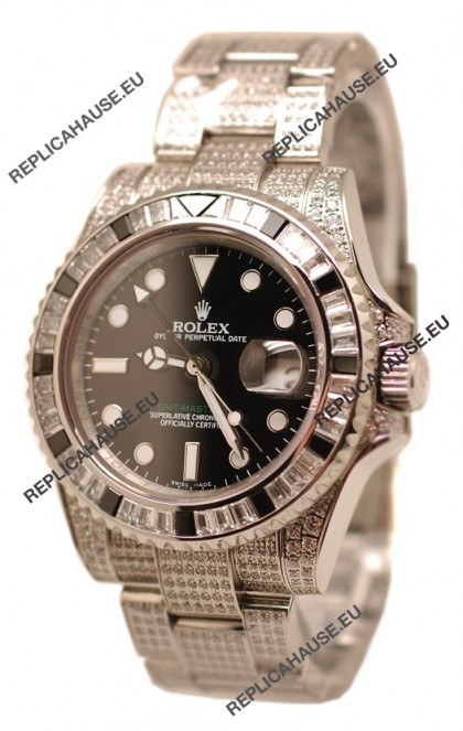 Rolex GMT Masters II 2011 Edition Swiss Replica Watch with Diamonds Casing and Bezel