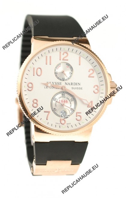 Ulysse Nardin Maxi Marine Chronometer Japanese Replica Rose Gold Watch