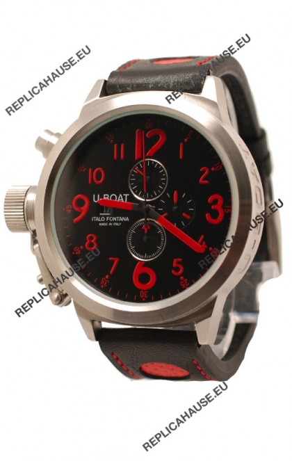 U-Boat Flightdeck Japanese Replica Watch in Black Dial
