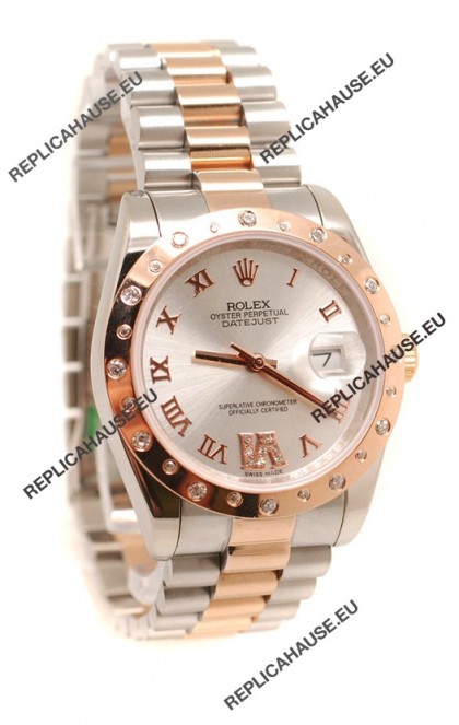 Rolex DateJust Mid-Sized Swiss Replica Rose Gold Watch