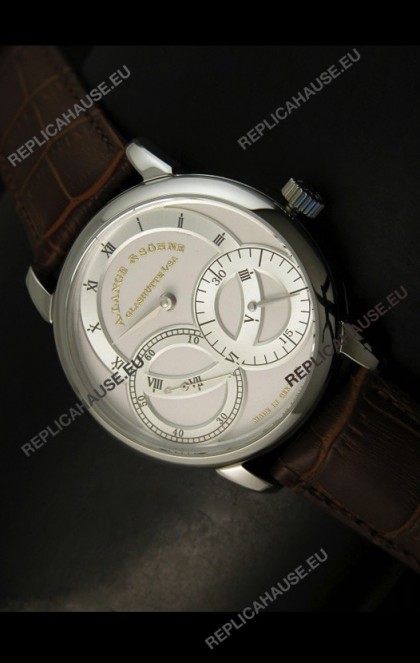 A.Lange & Sohne Dual Sub Dials Japanese Watch Brown Strap