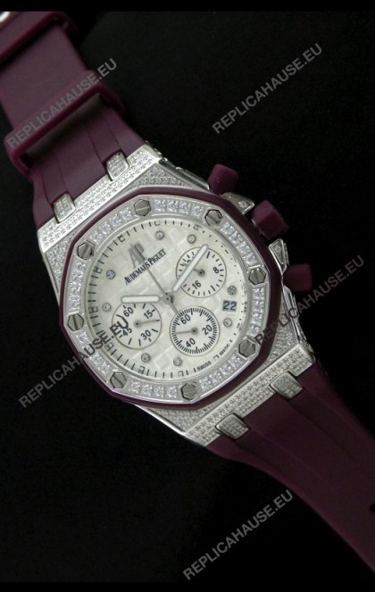 Audemars Piguet Royal Oak Ladies Alinghi Limited Edition Japanese Watch in Diamond Bezel
