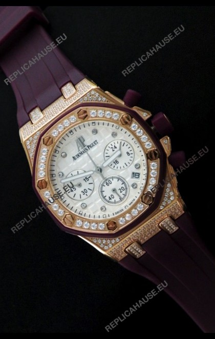 Audemars Piguet Royal Oak Ladies Alinghi Limited Edition Japanese Gold Watch in White Dial