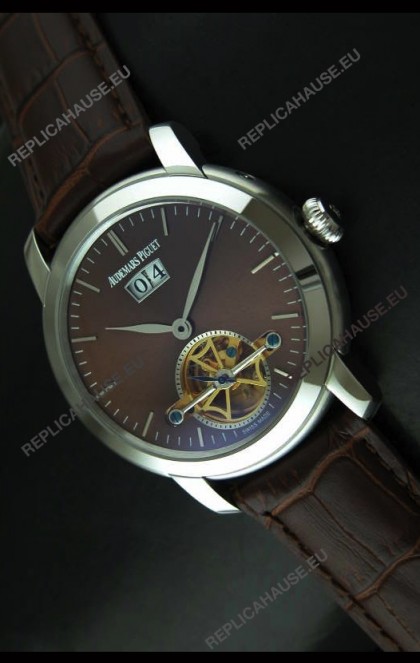 Audemars Piguet Jules Tourbillon Japanese Replica Watch in Brown Dial