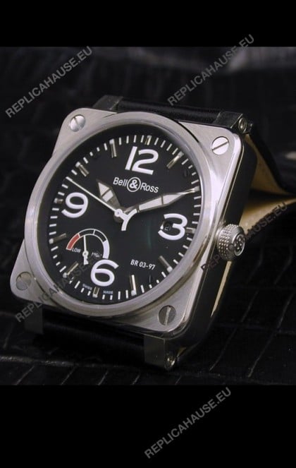 Bell and Ross BR013 97 Power Reserve Swiss Replica Watch in Black Dial