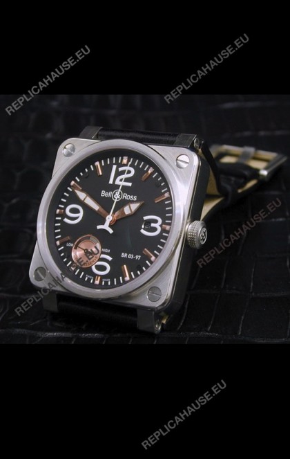Bell and Ross BR013 97 Power Reserve Swiss Watch in Black Dial