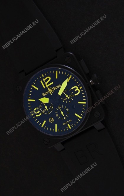 Bell and Ross BR01-94 7750 Swiss Watch in Yellow Markings