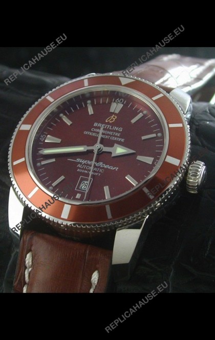 Breitling Superocean Swiss Replica Watch in Brown Dial