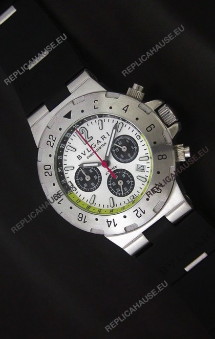 Bvlgari Diagono Chrono Swiss Replica Watch in White Dial