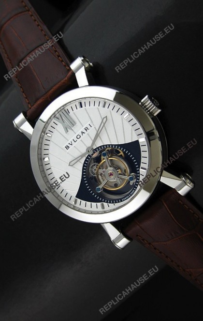 Bvlgari Sotirio Swiss Replica Tourbillon Watch in White Dial