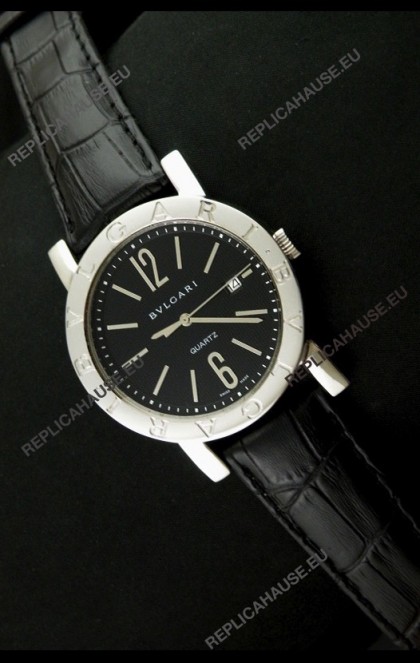 Bvlgari Quartz Japanese Replica Watch in Black Dial