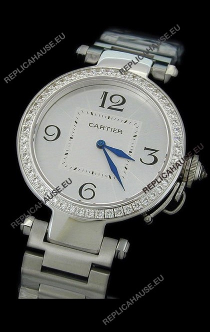 Cartier Pasha de Swiss Replica Automatic Watch in White Dial