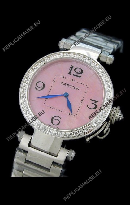 Cartier Pasha de Swiss Replica Automatic Watch in Pink Dial