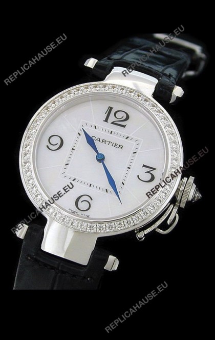 Cartier Pasha de Swiss Replica Automatic Watch in White Dial