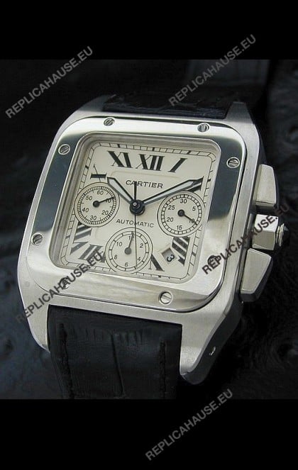 Cartier Santos Swiss Replica Watch in White Dial