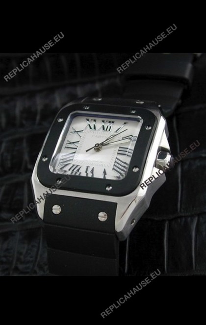 Cartier Santos Swiss Replica Watch in White Dial