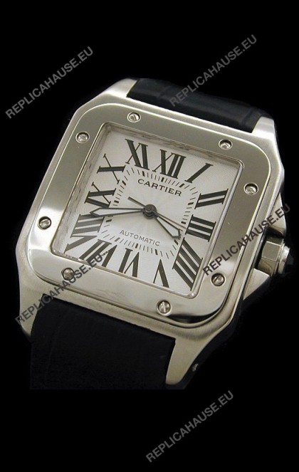 Cartier Santos 100 Swiss Replica Watch in White Dial