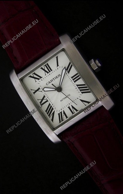 Cartier Tank 100 Japanese Replica Watch in Brown Strap