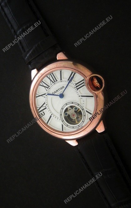 Cartier Ballon de Japanese Replica Watch in Rose Gold Case