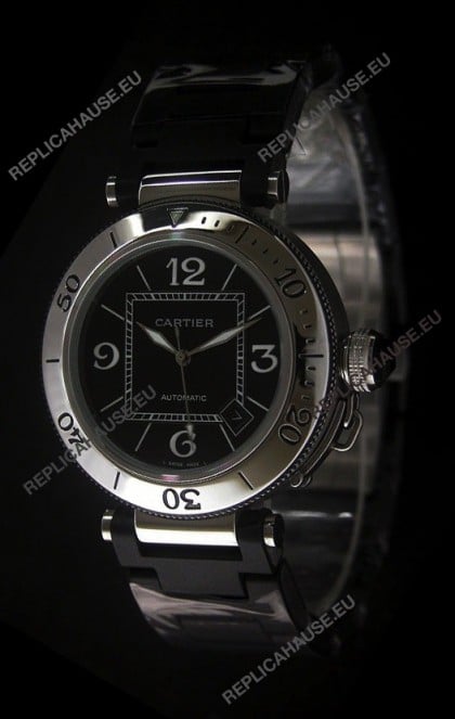 Cartier Pasha de Swiss Replica Watch in Black Dial