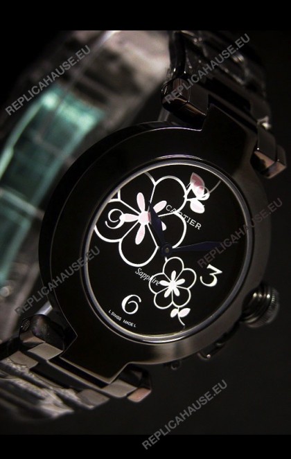 Cartier Pasha de Ladies Replica Watche in Black Dial