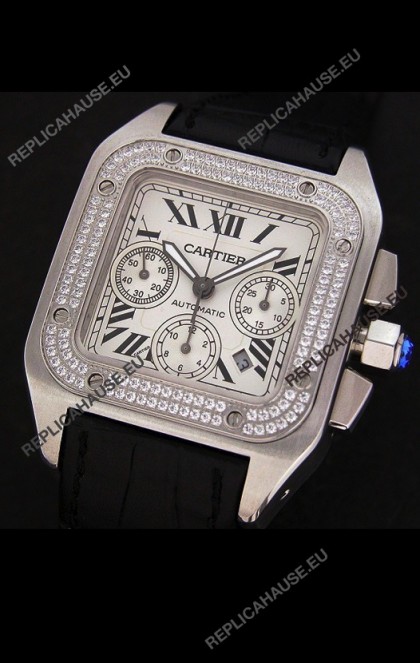 Cartier Santos Swiss Replica Watch in White Dial