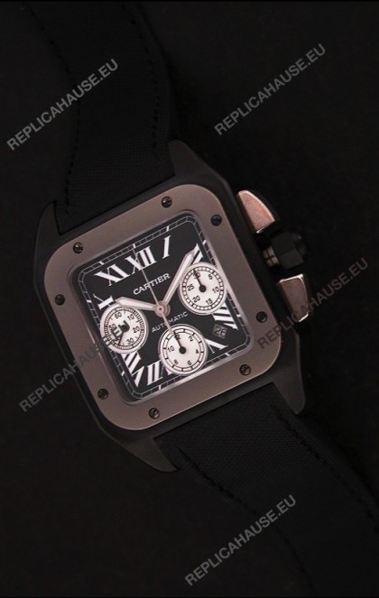 Cartier santos Swiss Replica Watch in Black Dial