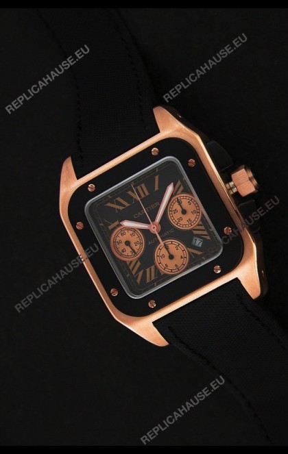 Cartier santos Swiss Replica Watch in Black Dial