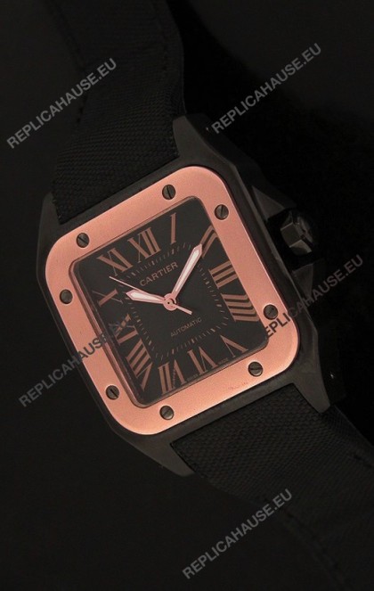 Cartier Santos Swiss Replica Watch in Black Dial