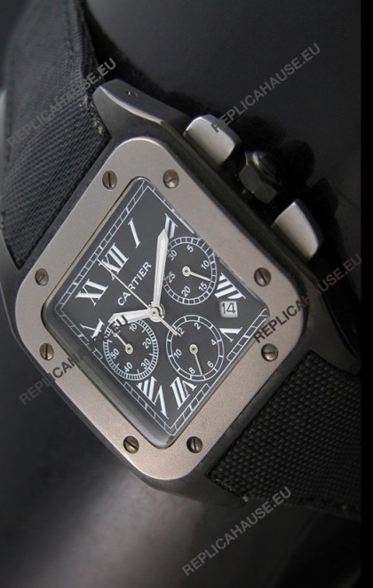 Cartier Santos Japanese Replica Watch in Black Dial