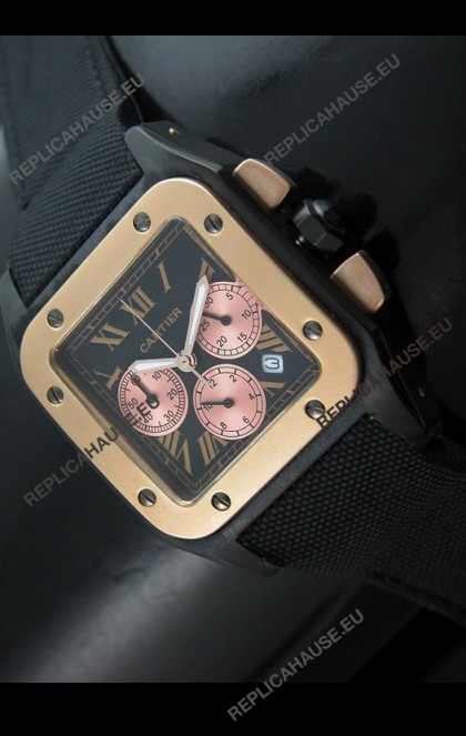 Cartier Santos Japanese Replica Watch in Black Dial