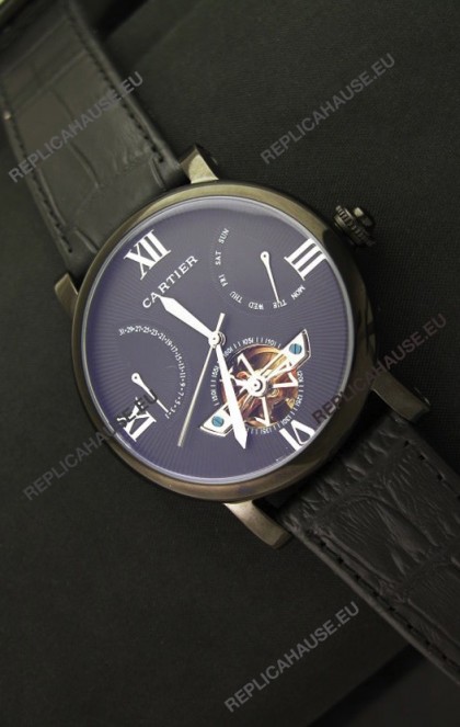Cartier Calibre de Tourbillon PVD Swiss Watch in Blue Dial