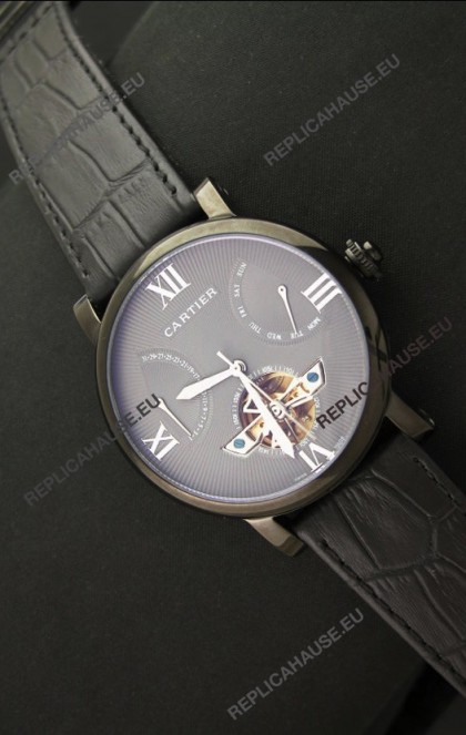 Cartier Calibre de Tourbillon PVD Swiss Watch in Grey Dial