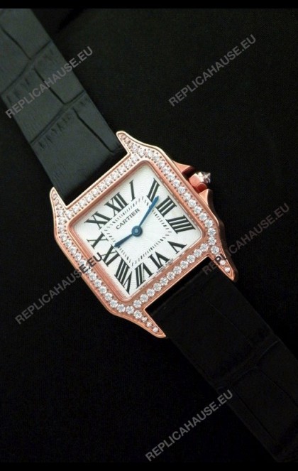 Cartier Santos Dumont Japanese Replica Watch in Pink Gold Casing