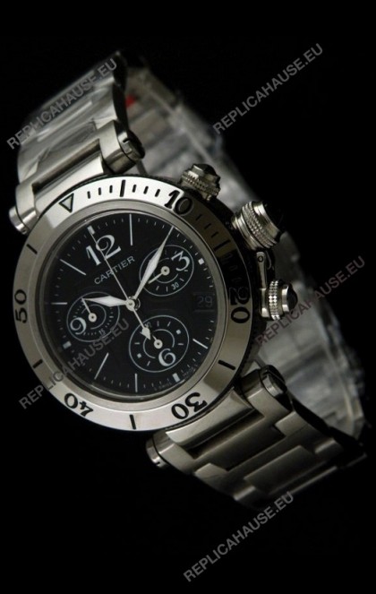 Cartier Pasha De Seatimer Japanese Quartz Watch in Black Dial