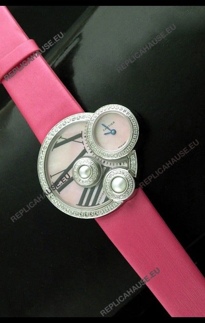 Cartier Jewellery PearlÂ Diamond Watch in Pink Strap