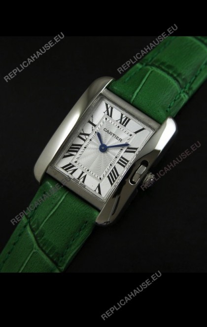Cartier Louis Japanese Replica Ladies Watch in Green Strap