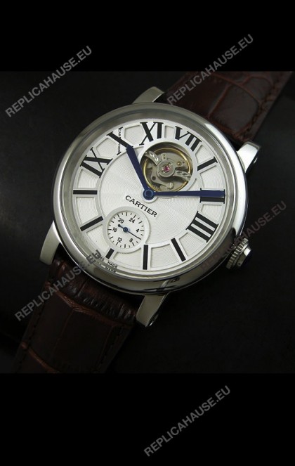 Ballon De Cartier Flying Tourbillon Japanese Replica Watch - Brown Strap