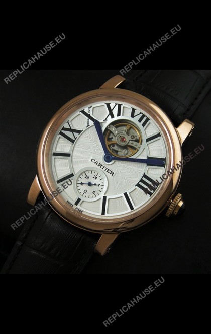 Ballon De Cartier Flying Tourbillon Japanese Replica Watch - Pink Gold Case